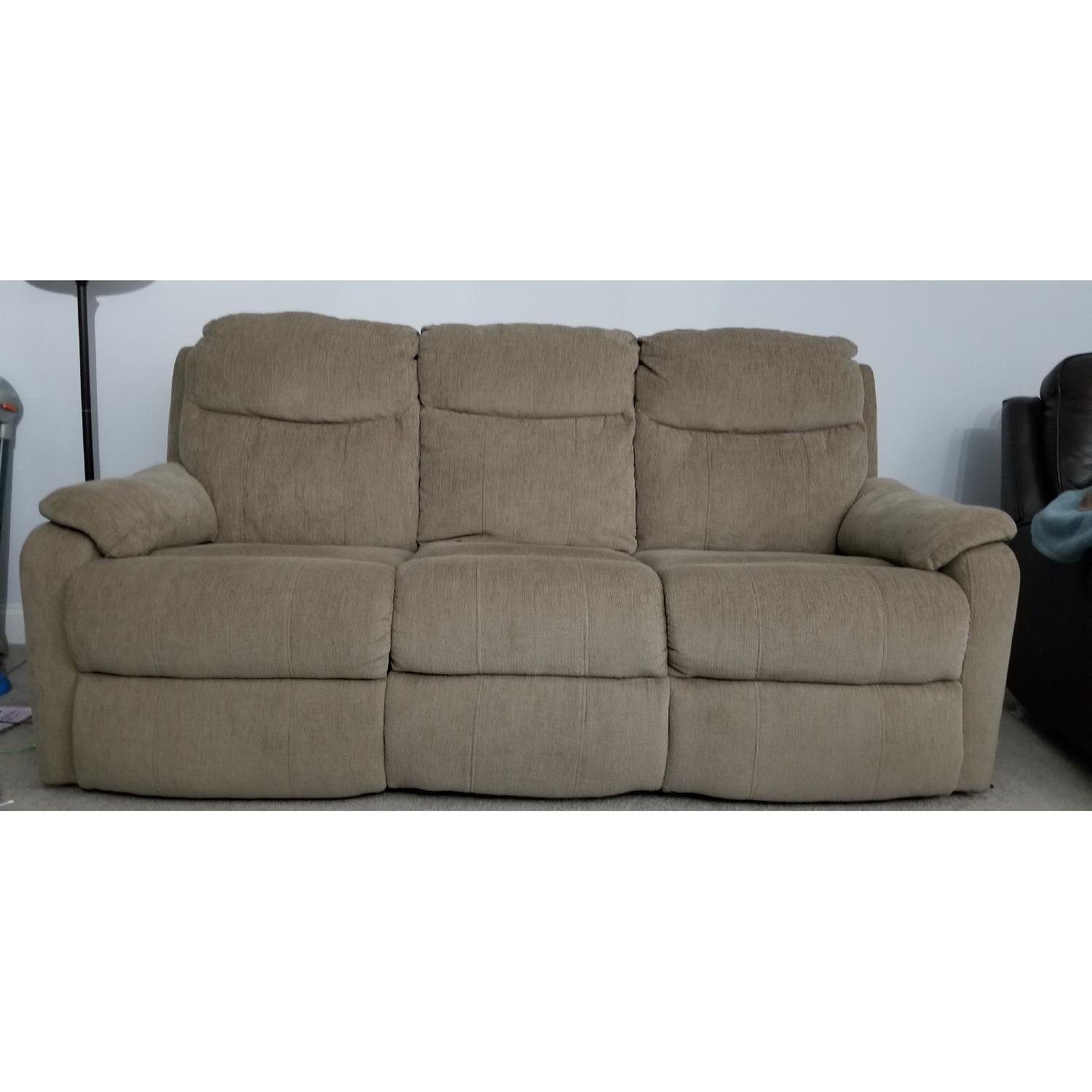 Jordan's Furniture Power Recliner Sofa w/ Headrest & USB - image-1