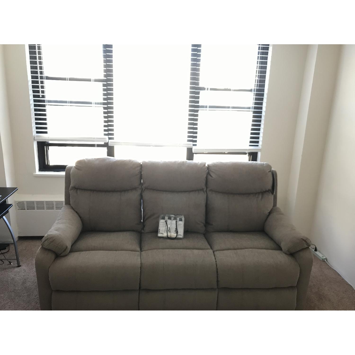 Jordan's Furniture Power Recliner Sofa w/ Headrest & USB - image-3