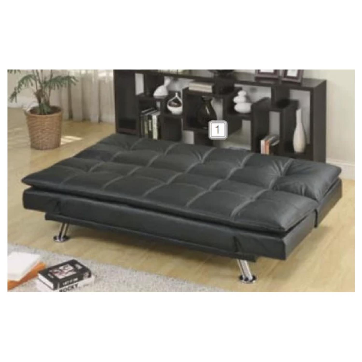 Latitude Run Leather Convertible Sleeper Sofa w/ Steel Base - image-2