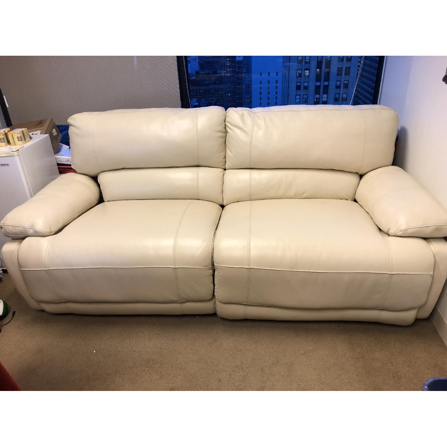 Macy's Power Leather Reclining Sofa - image-1