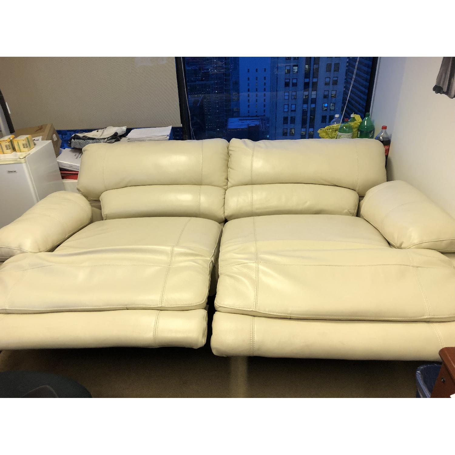 Macy's Power Leather Reclining Sofa - image-3