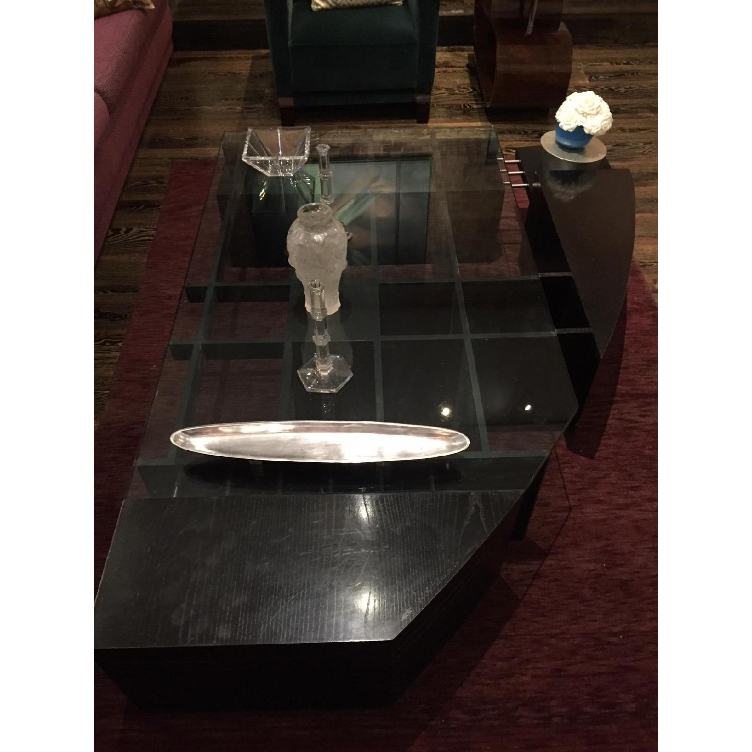 Curved Coffee Table w/ Glass Top - image-4