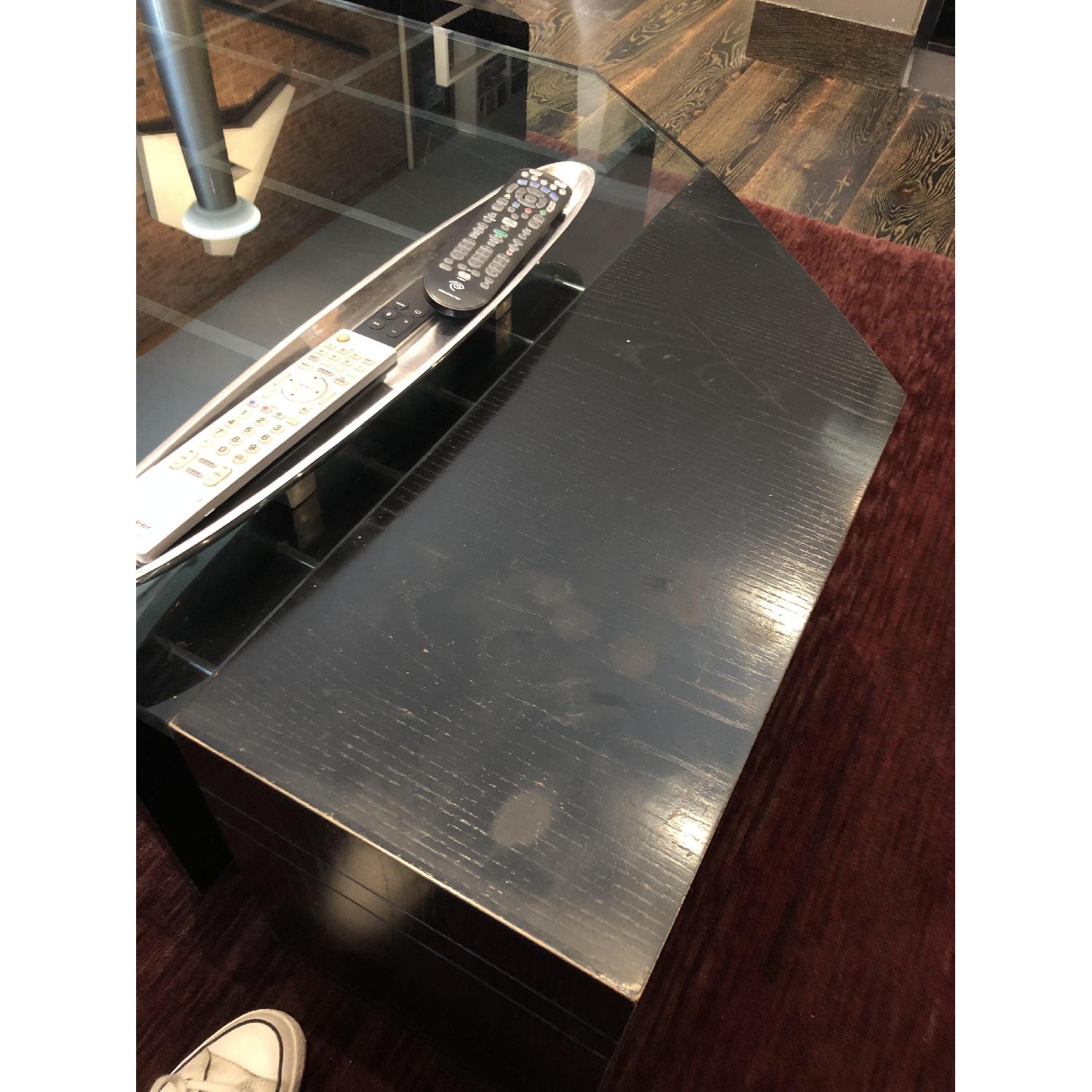 Curved Coffee Table w/ Glass Top - image-5