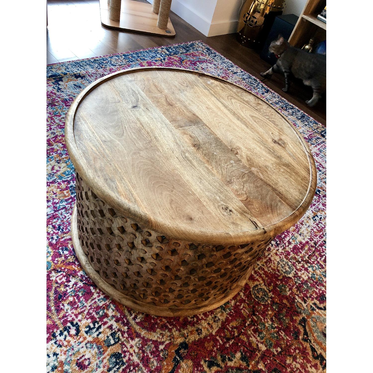 World Market Carved Mango Wood Round Coffee Table - image-2
