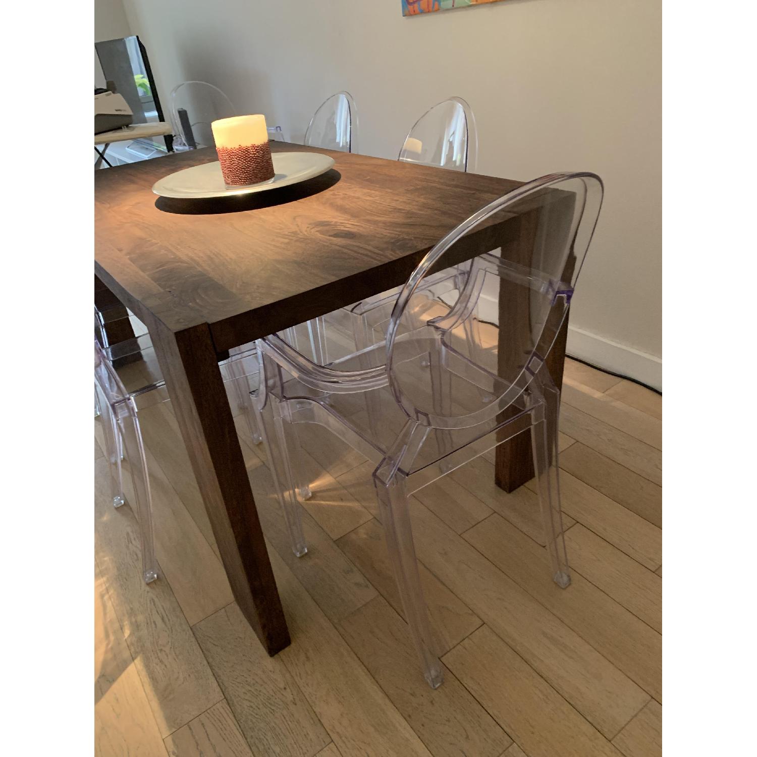 CB2 Blox Dining Table w/ 6 Kartell Ghost Chairs - image-2
