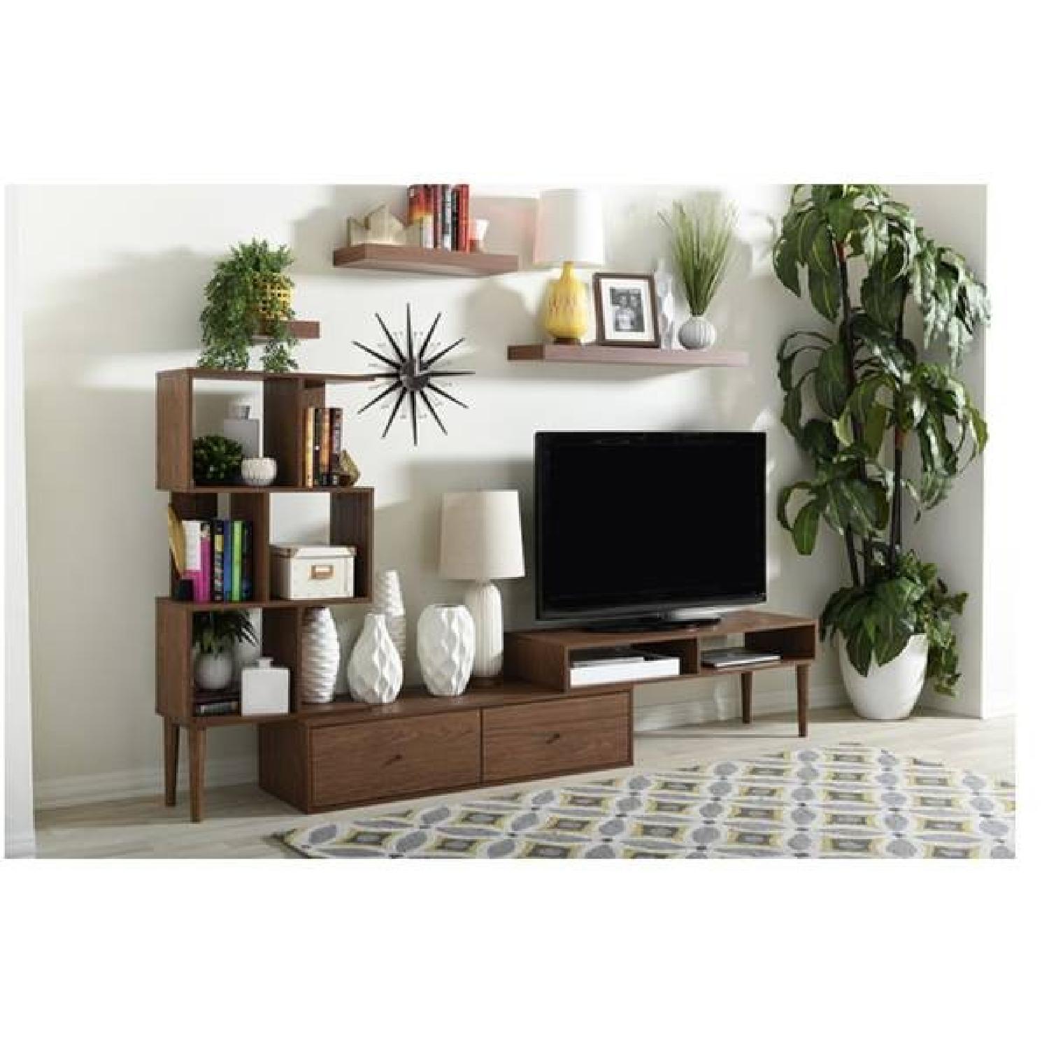 Mid Century Modern Media Console in Walnut Brown - image-1