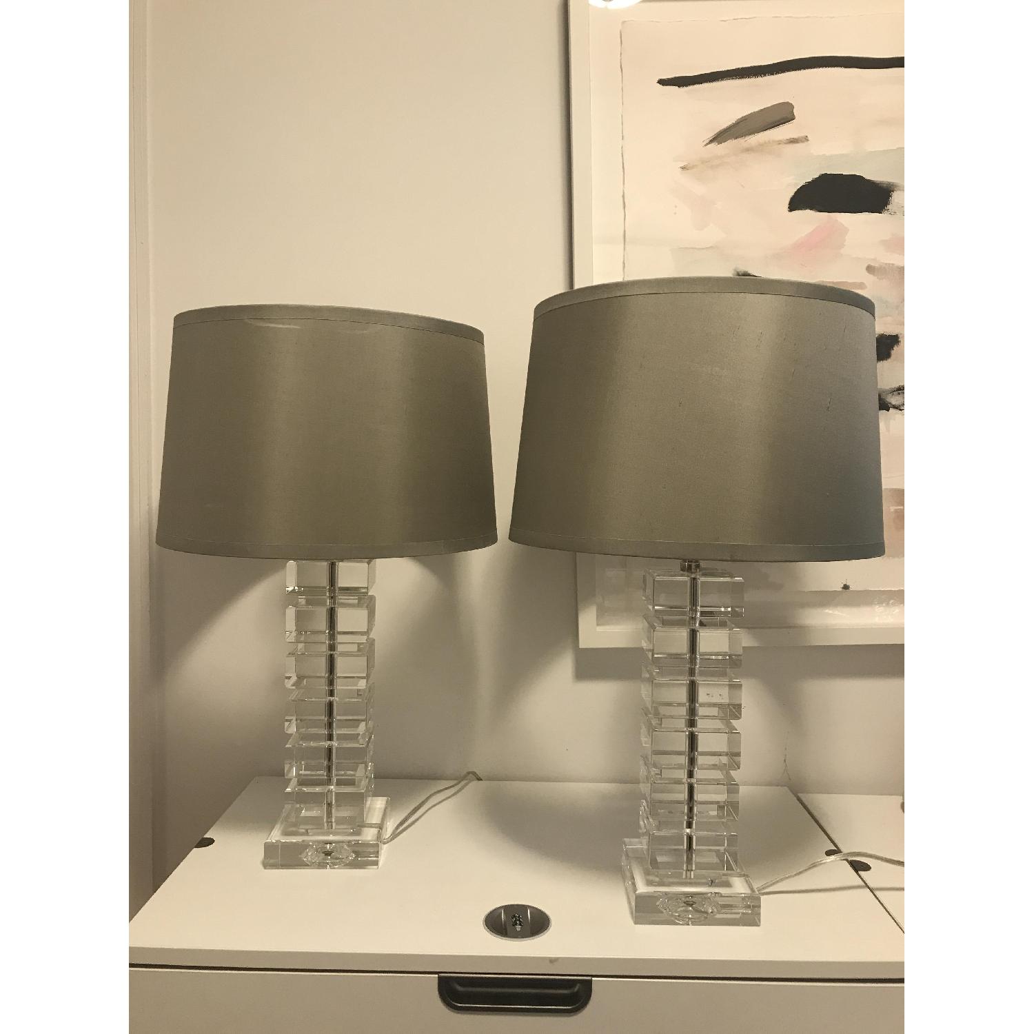 Restoration Hardware Stacked Crystal Block Table Lamps - image-3