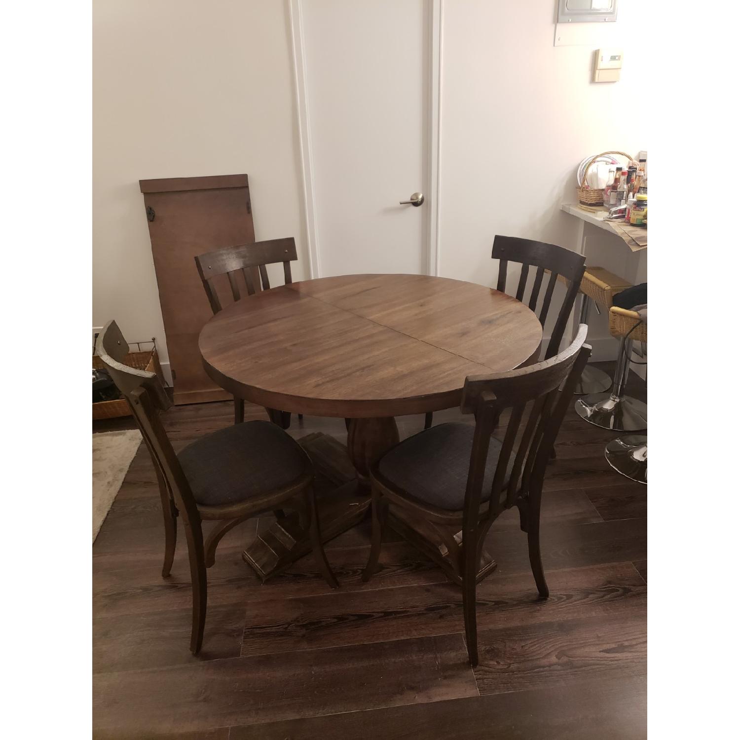 Solid Wood Expandable Dining Table w/ 4 Chairs - image-1