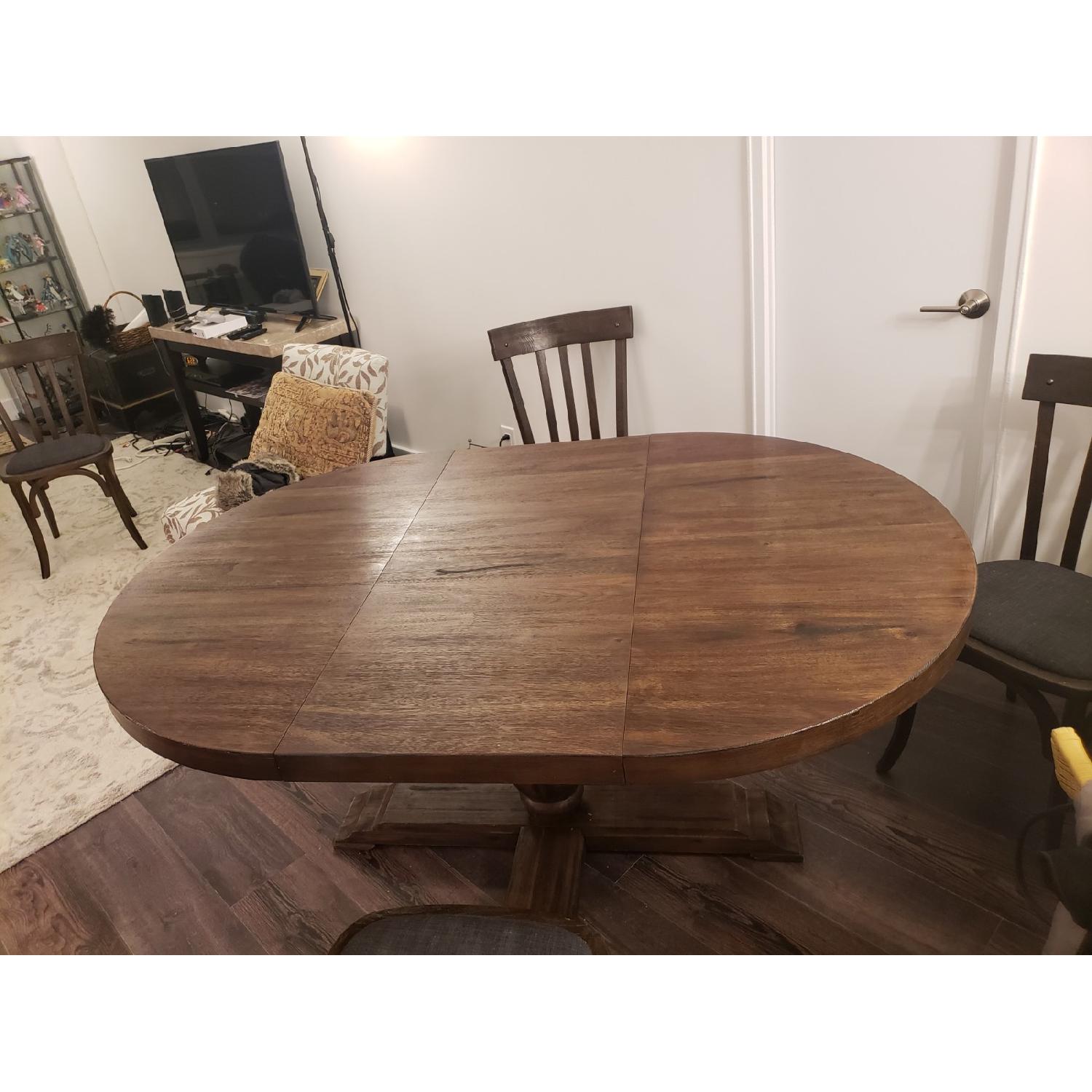 Solid Wood Expandable Dining Table w/ 4 Chairs - image-8