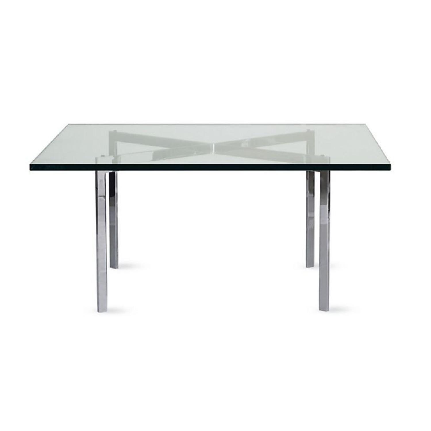 Barcelona Style Square Glass & Chrome Coffee Table - image-0