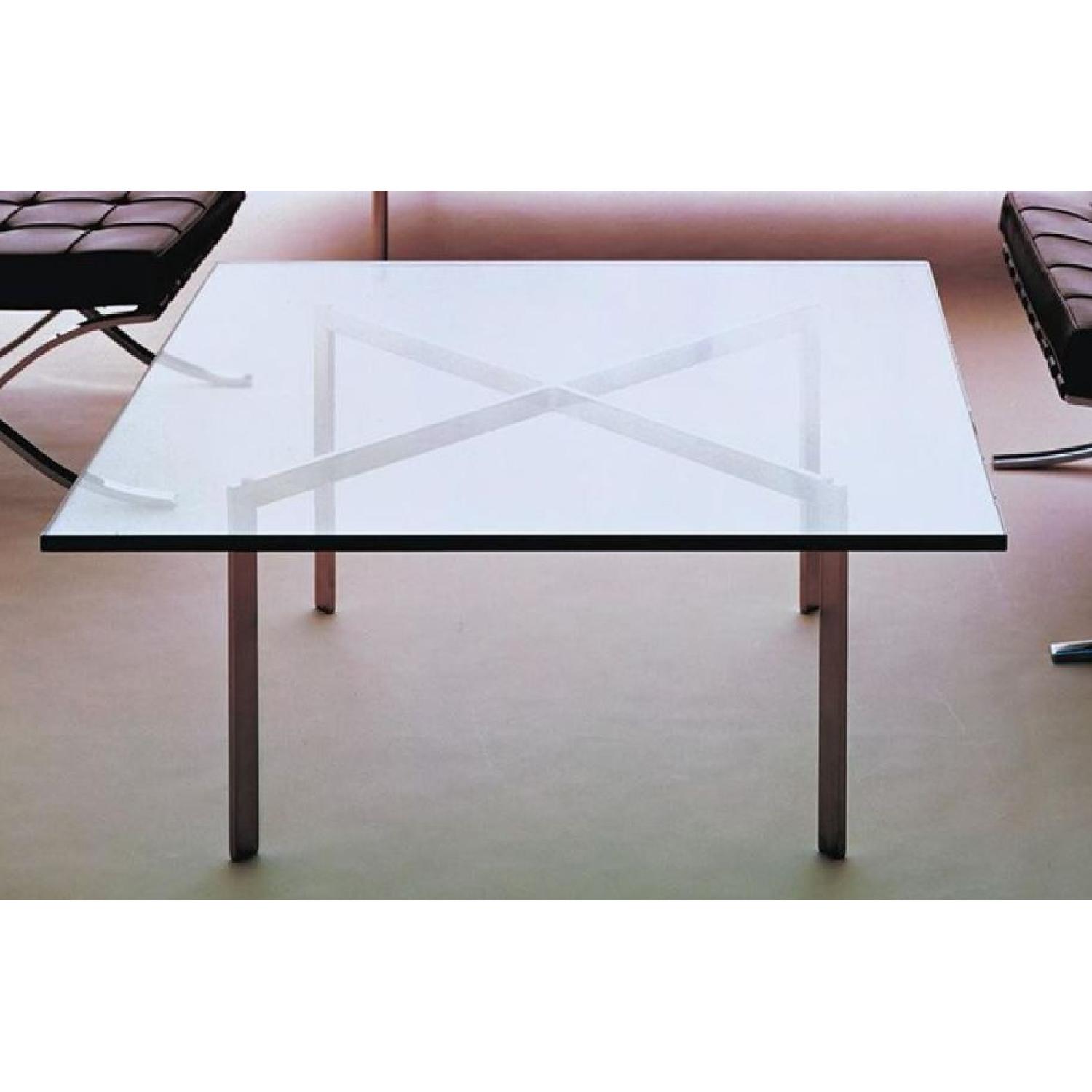 Barcelona Style Square Glass & Chrome Coffee Table - image-3