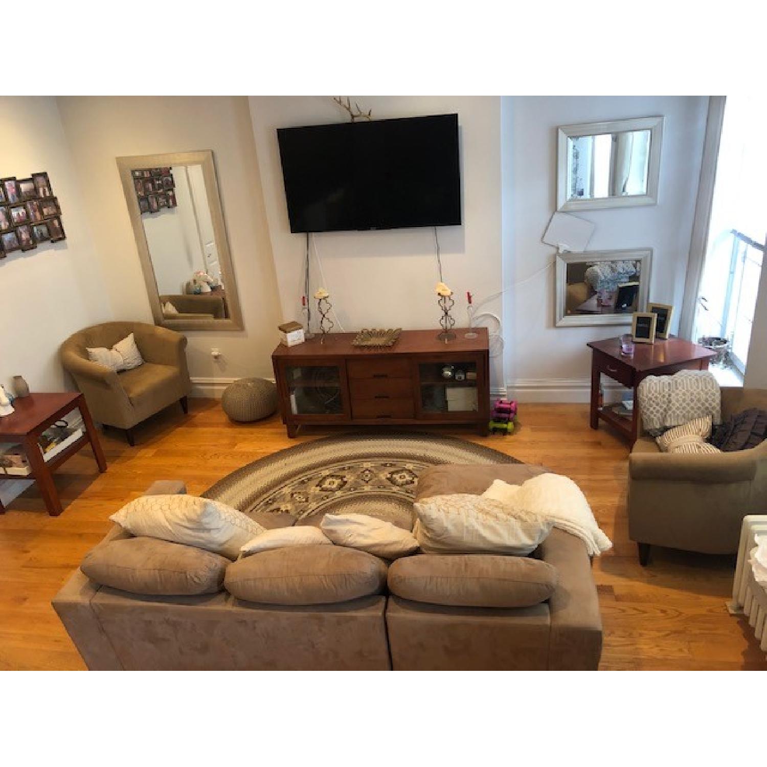 Contemporary Beige Fabric Sectional Sofa - image-1