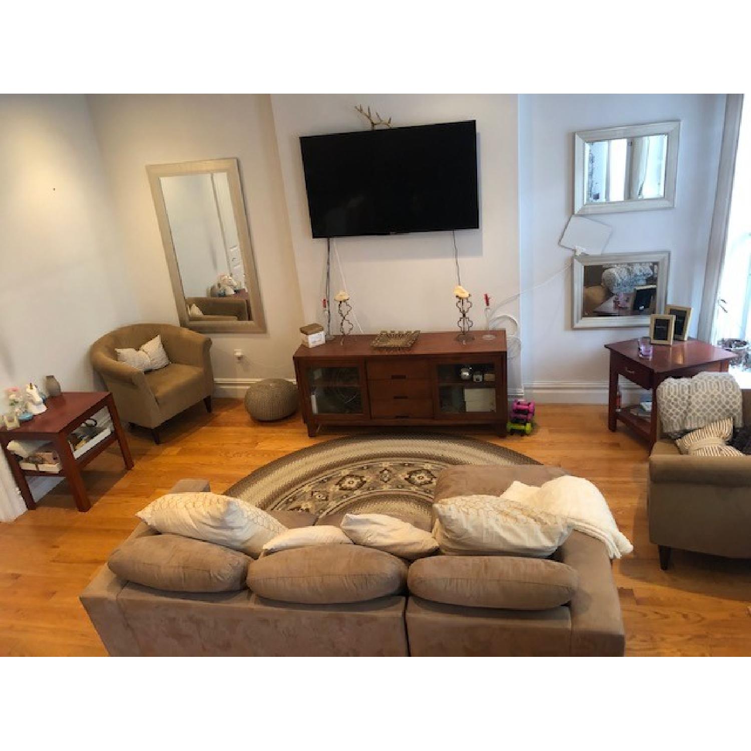 Contemporary Beige Fabric Sectional Sofa - image-2