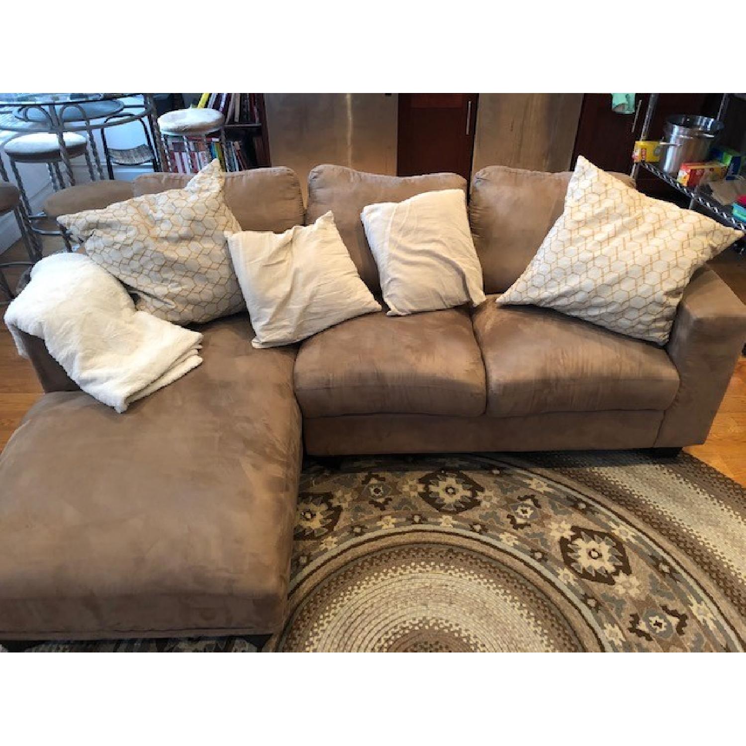 Contemporary Beige Fabric Sectional Sofa - image-3