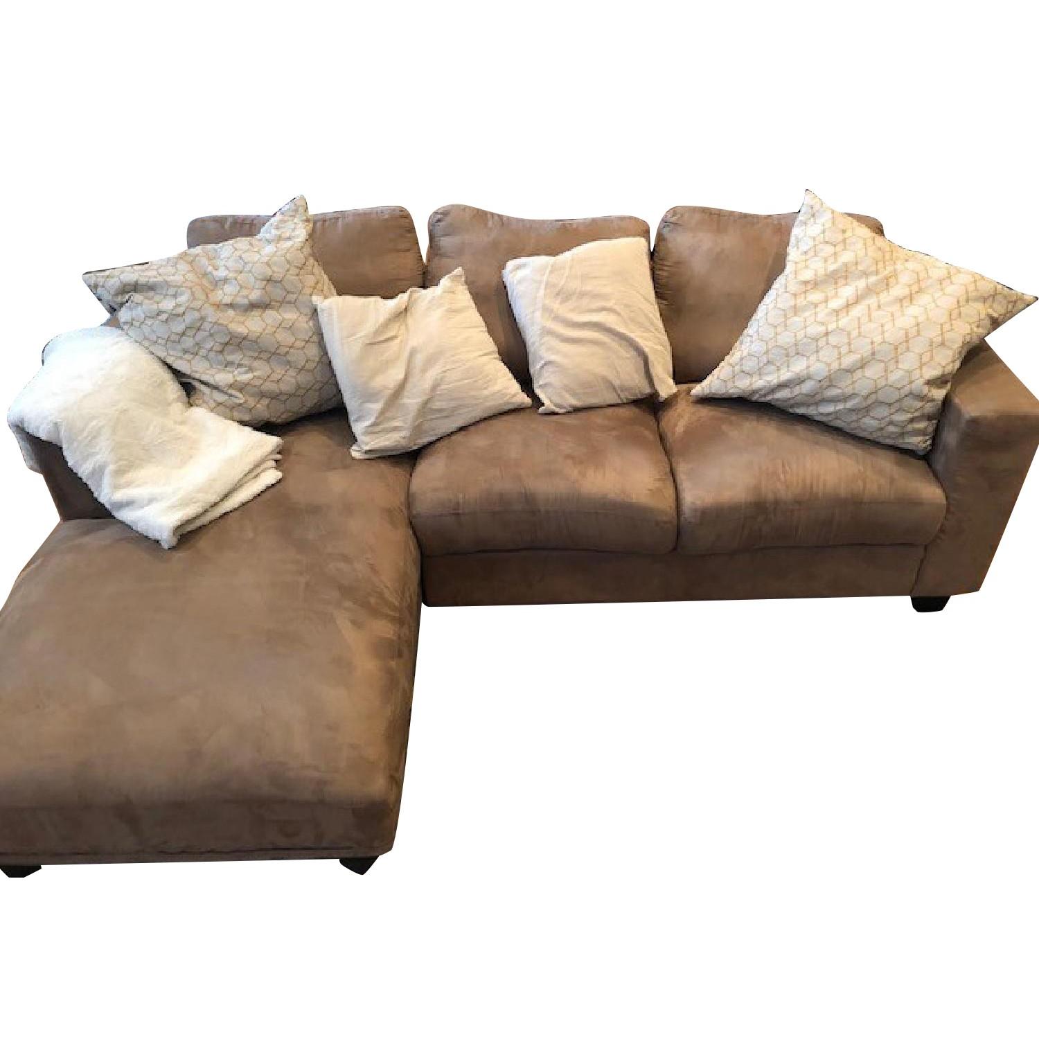 Contemporary Beige Fabric Sectional Sofa - image-0