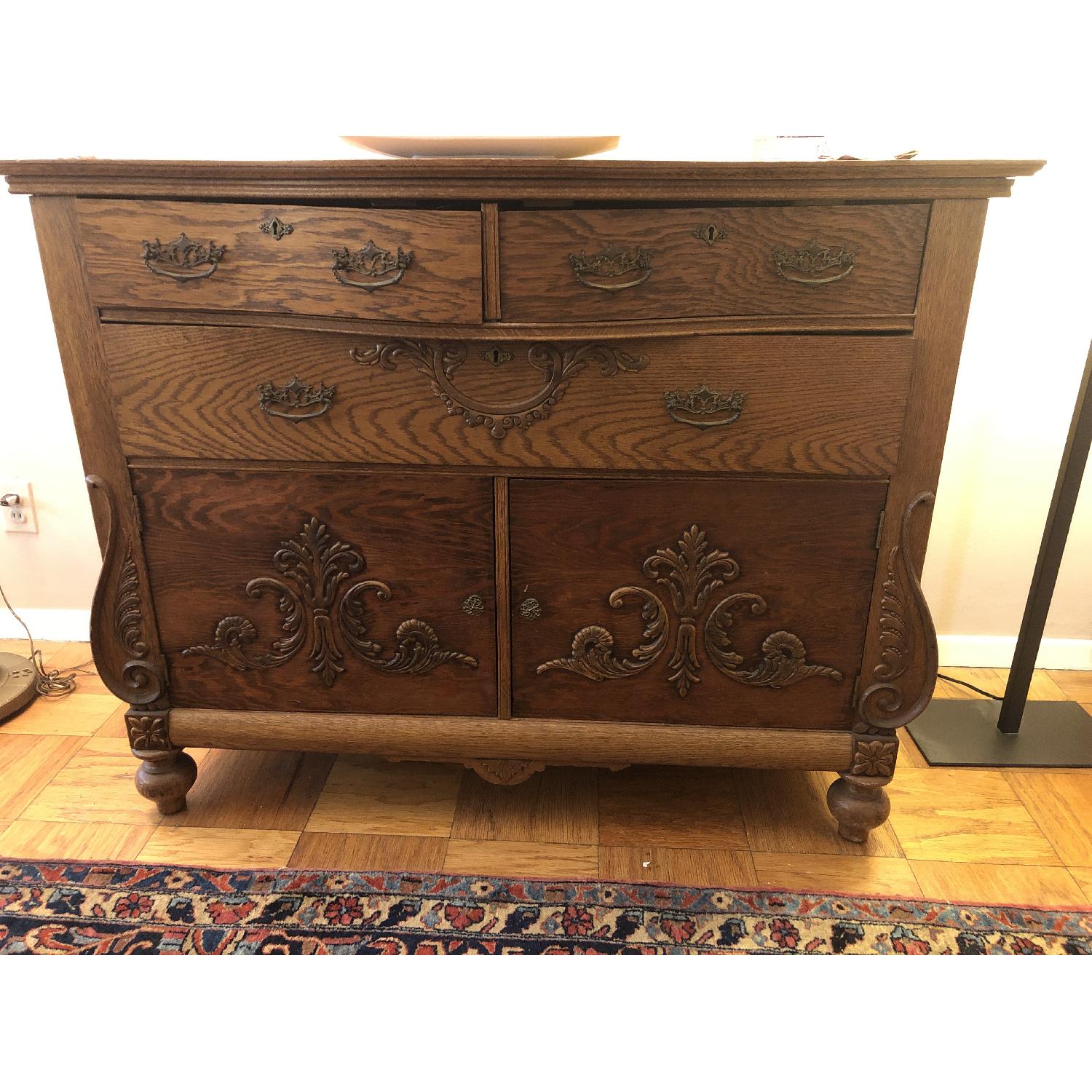 Antique Oak Storage Cabinet - image-1