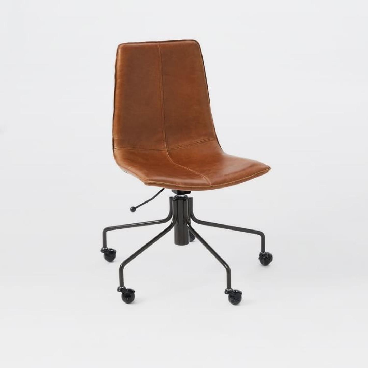West Elm Leather Swivel Office Chair - image-0