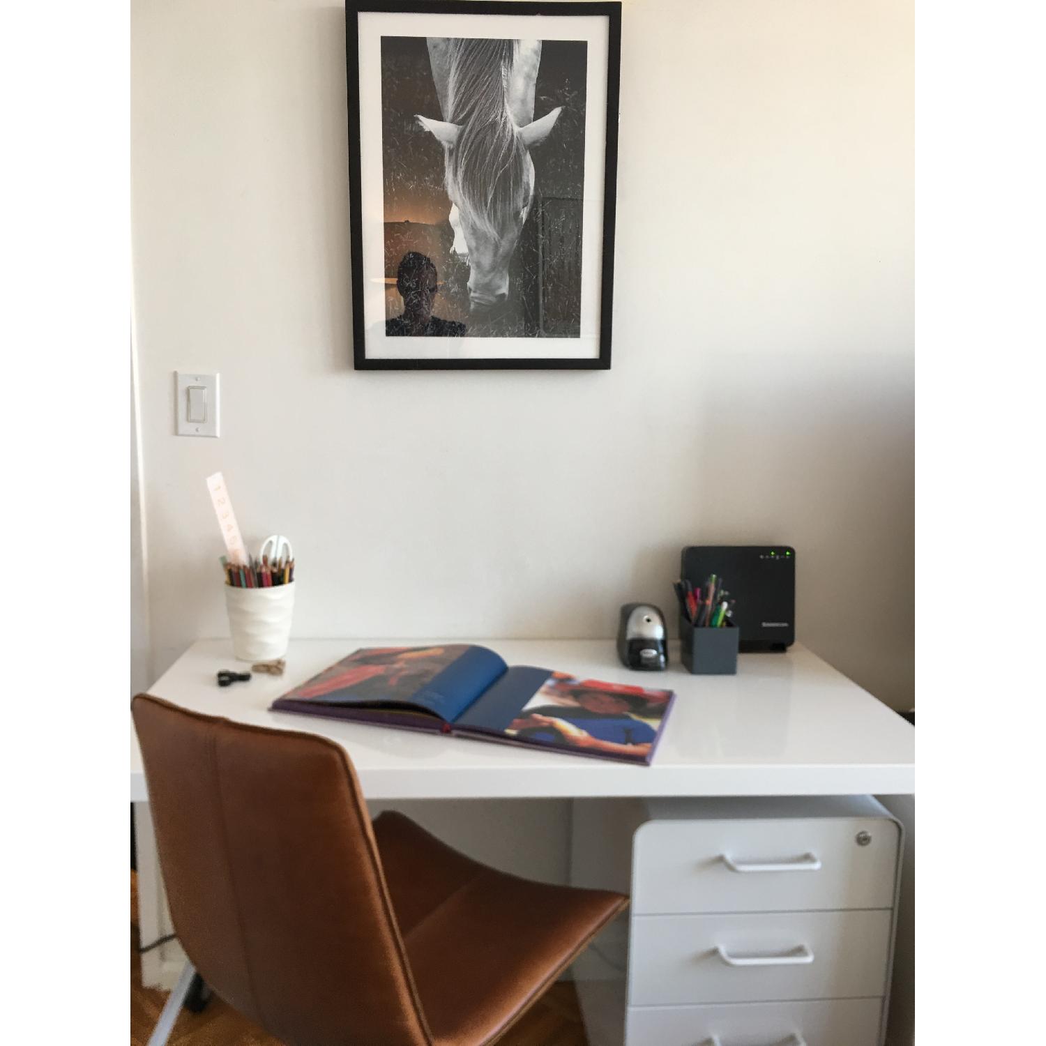 West Elm Leather Swivel Office Chair - image-2