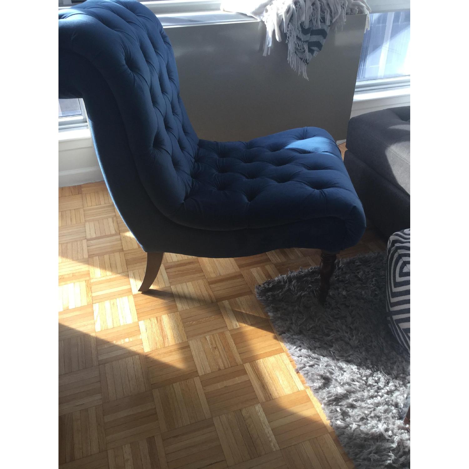 Navy Blue Tufted Accent Chair - image-2