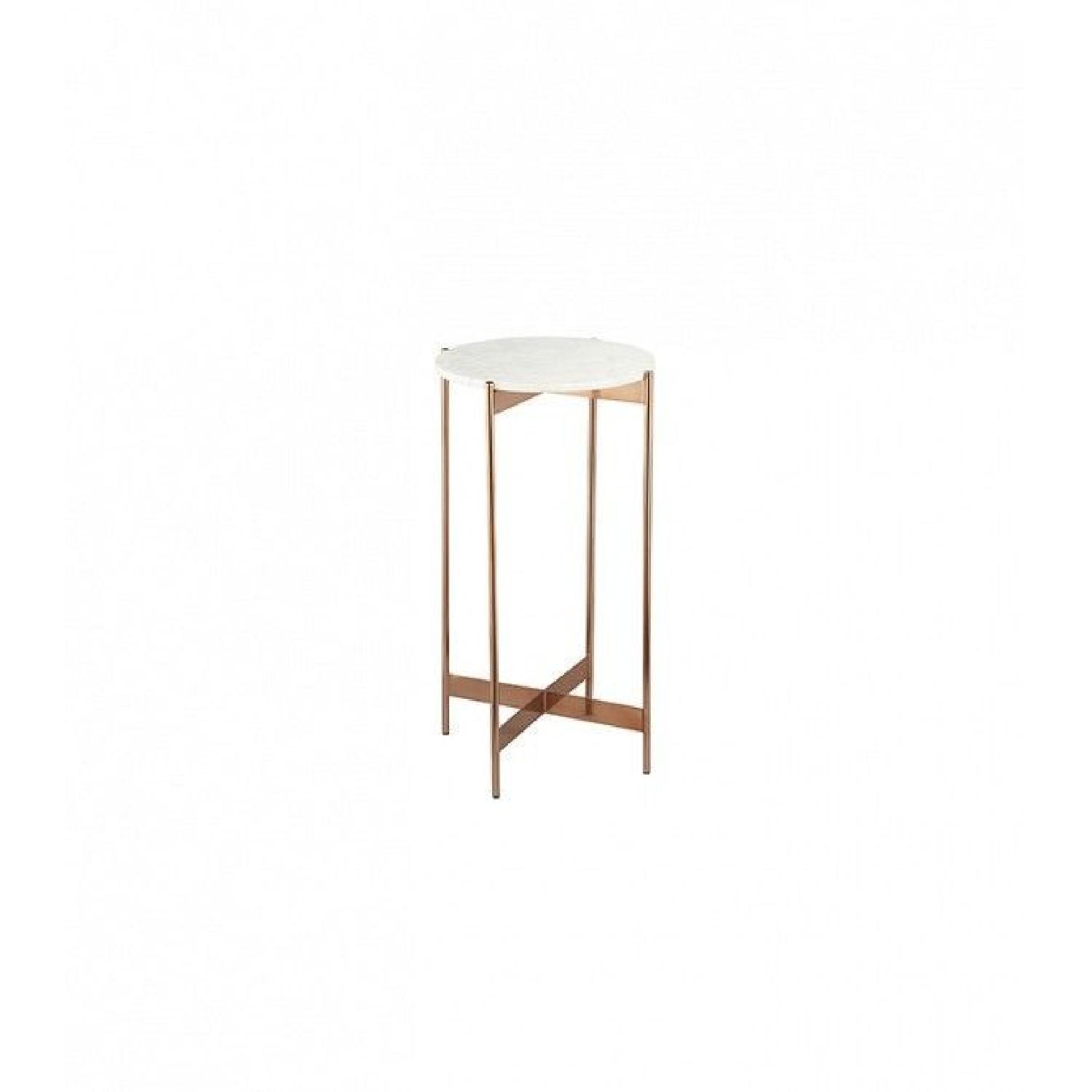CB2 MarbleRose Gold Small Pedestal Tables AptDeco