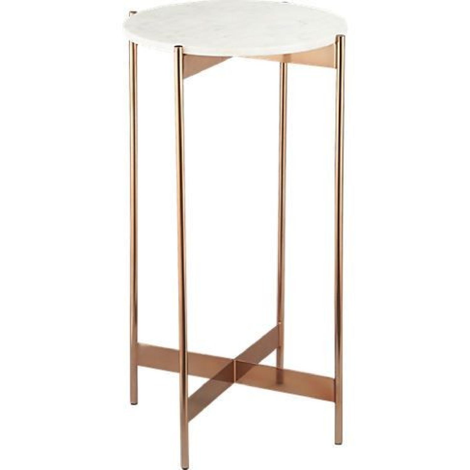 CB2 MarbleRose Gold Small Pedestal Tables AptDeco