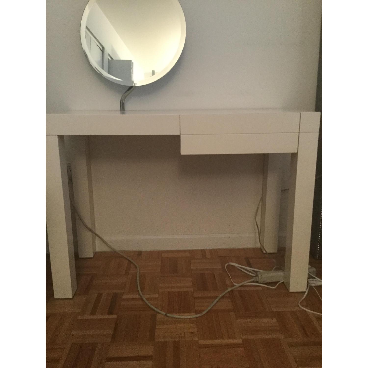 CB2 White Lacquer Desk/Vanity - image-1