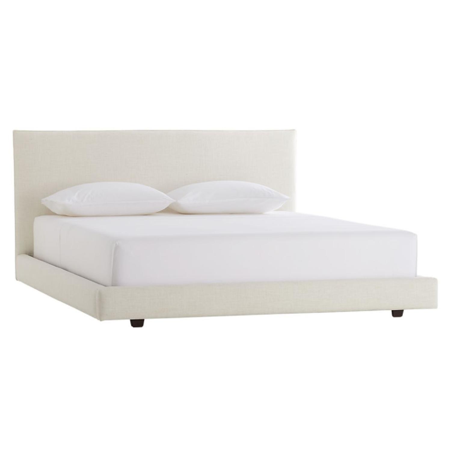 CB2 Facade Snow Linen Queen Bed AptDeco