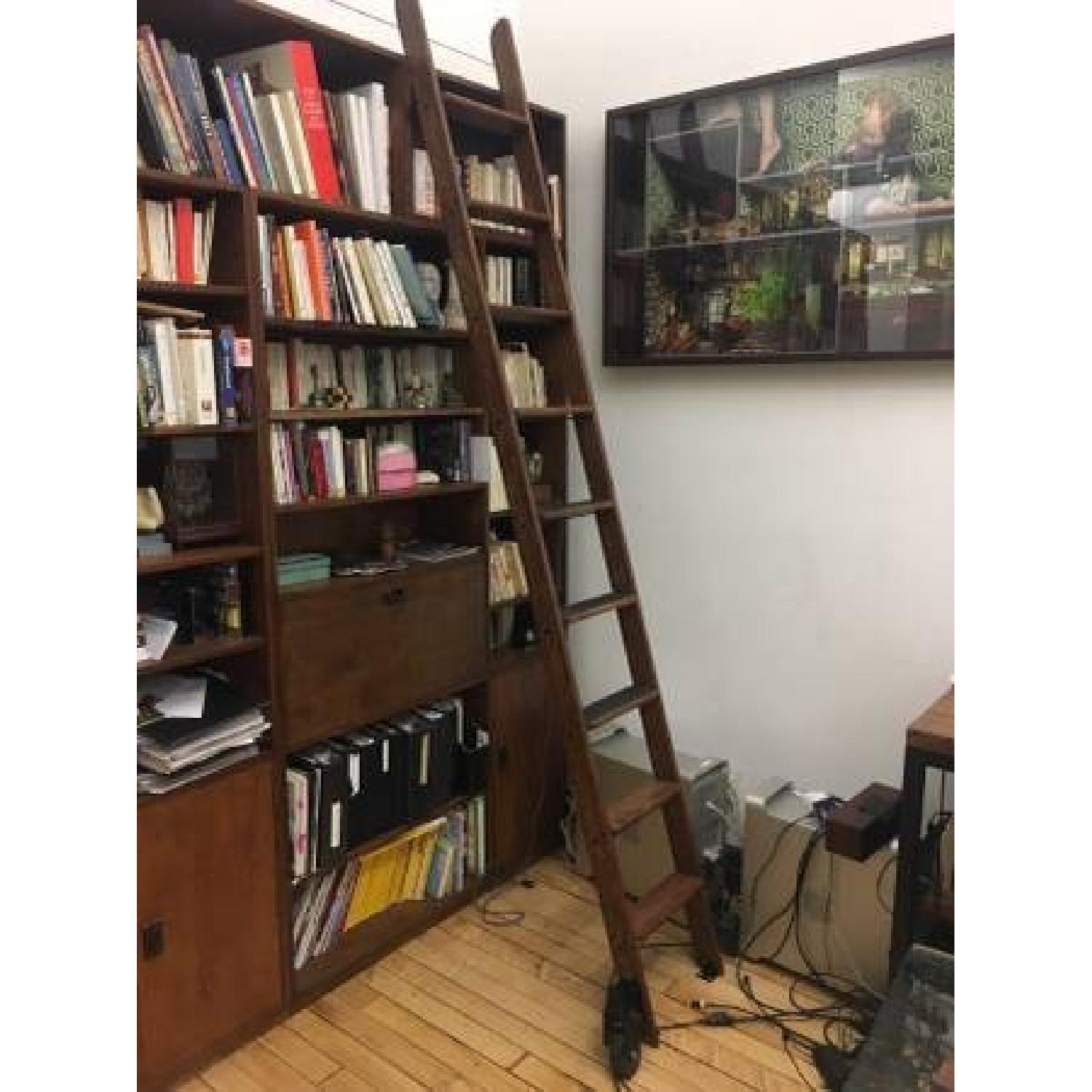 Vintage Putnam Steel & Oak Rolling Ladder - image-4