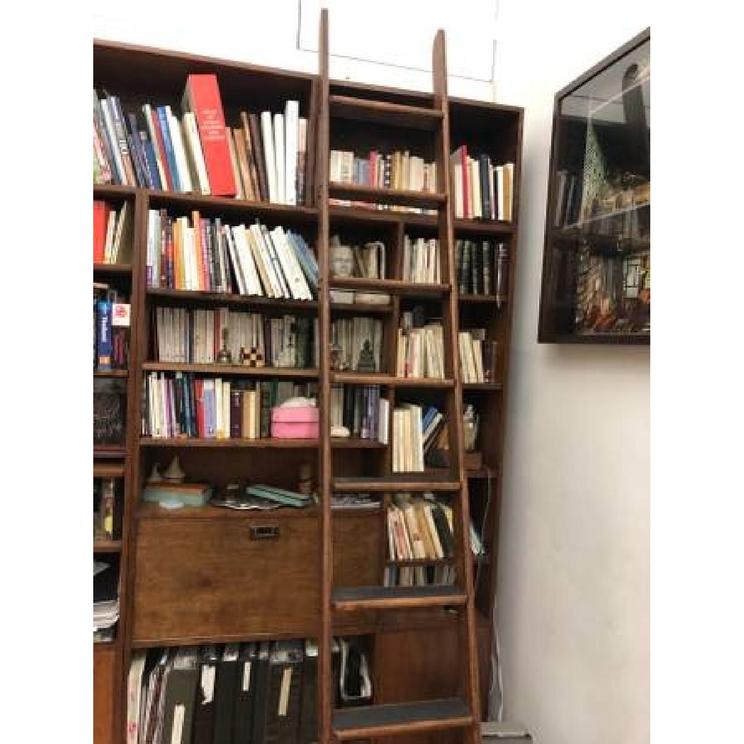 Vintage Putnam Steel & Oak Rolling Ladder - image-5