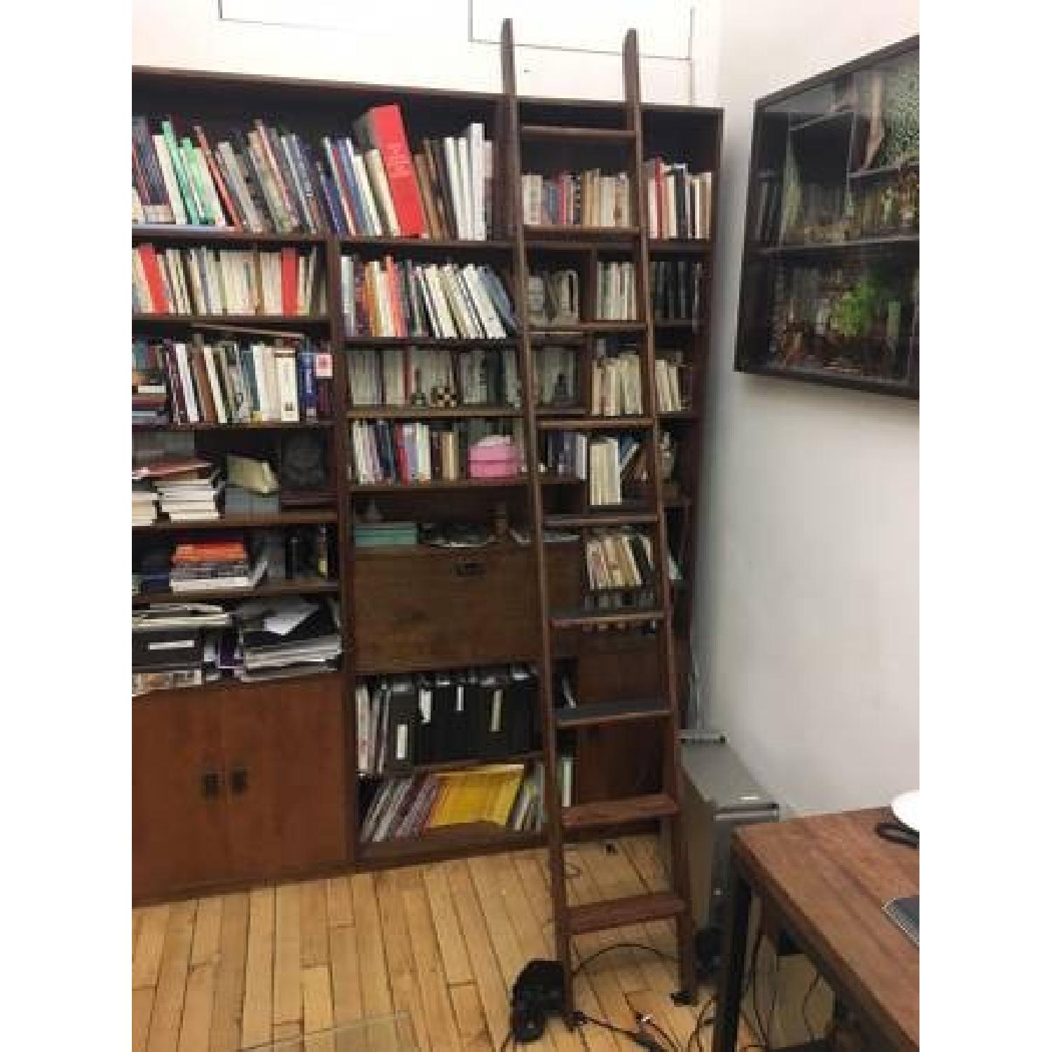 Vintage Putnam Steel & Oak Rolling Ladder - image-8