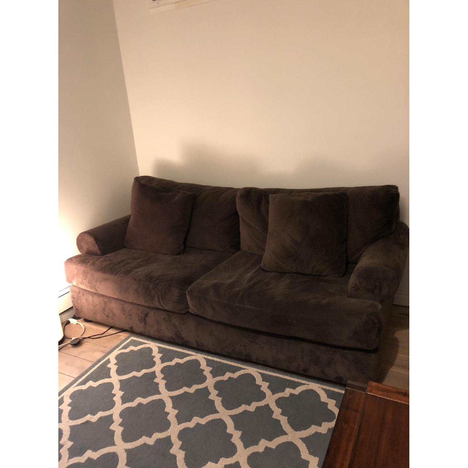 Raymour & Flanigan Brown Microsuede Sofa - image-1