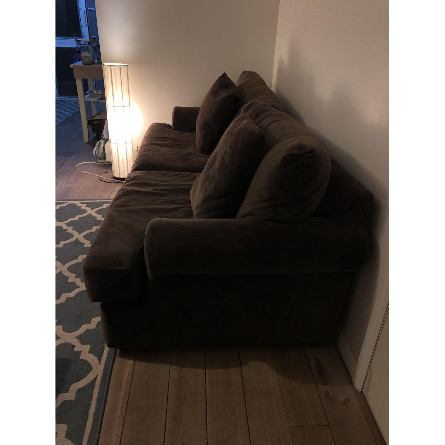 Raymour & Flanigan Brown Microsuede Sofa - image-3