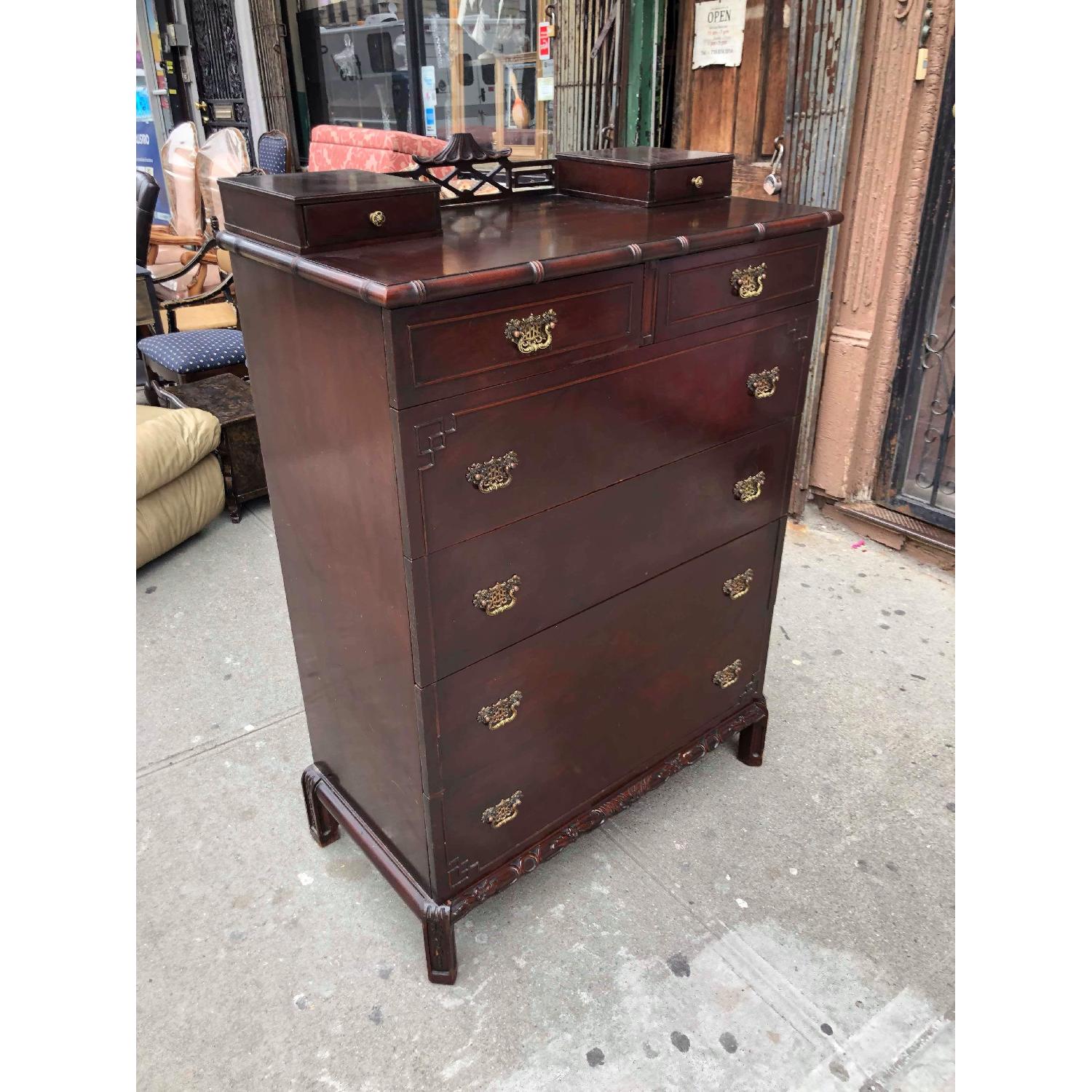 Antique 1930s Cherry Wood Oriental Style Dresser - image-4