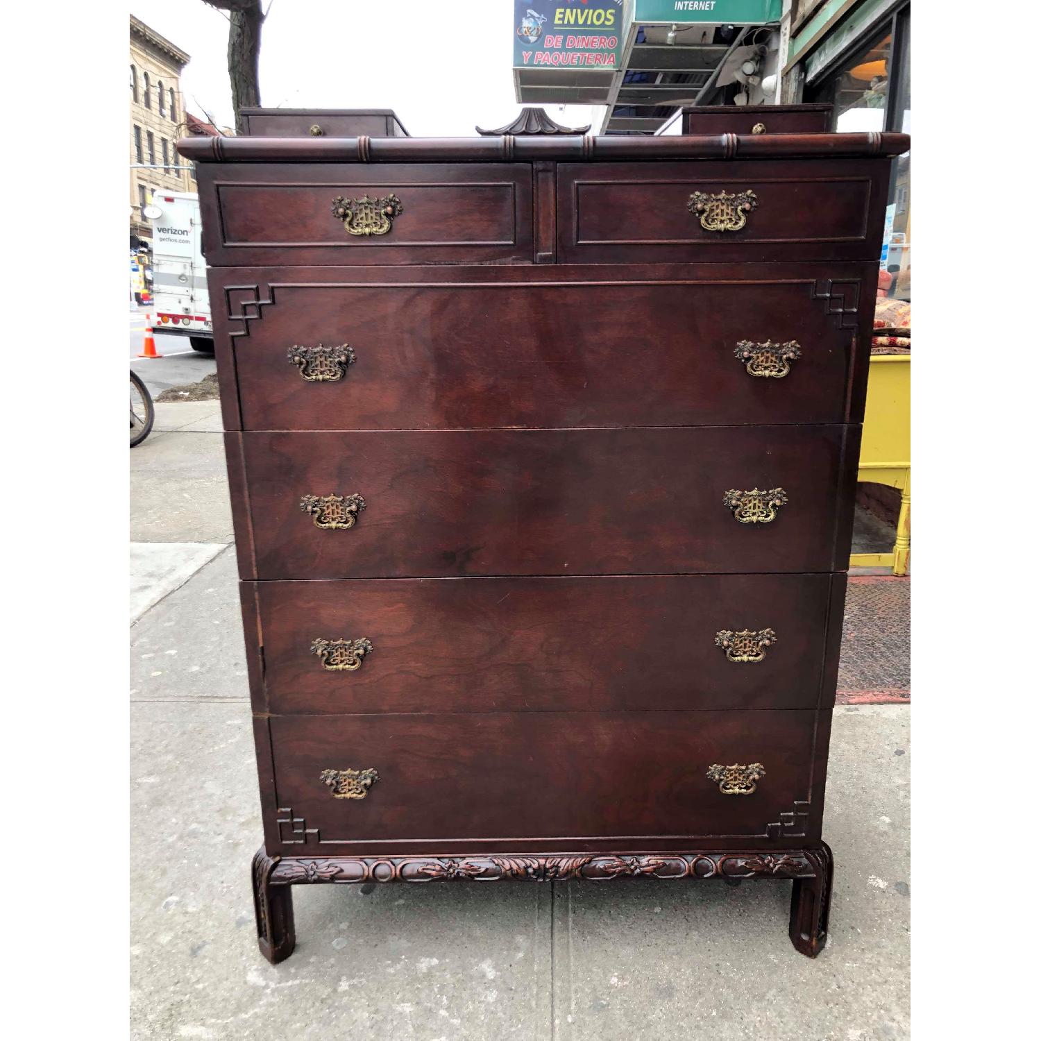 Antique 1930s Cherry Wood Oriental Style Dresser - image-6