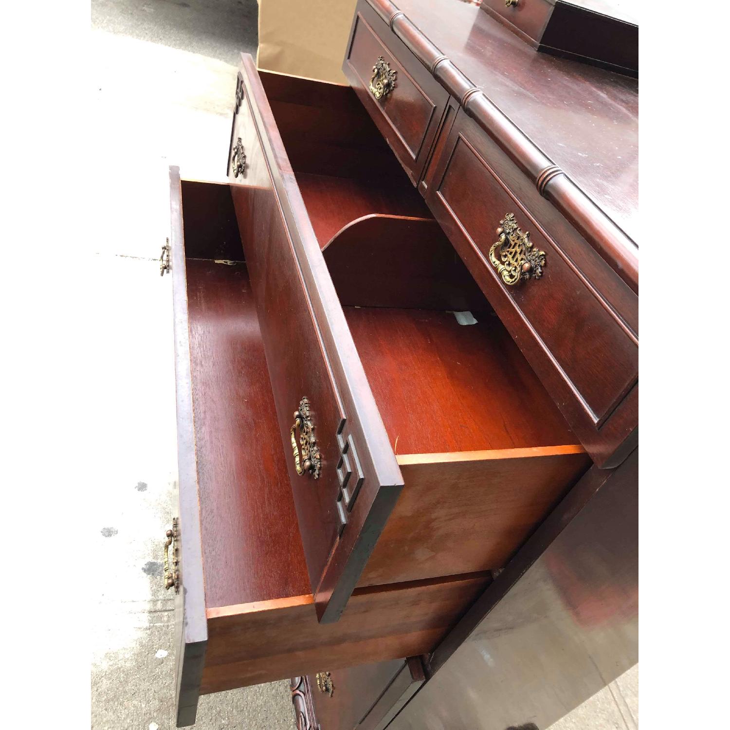 Antique 1930s Cherry Wood Oriental Style Dresser - image-11