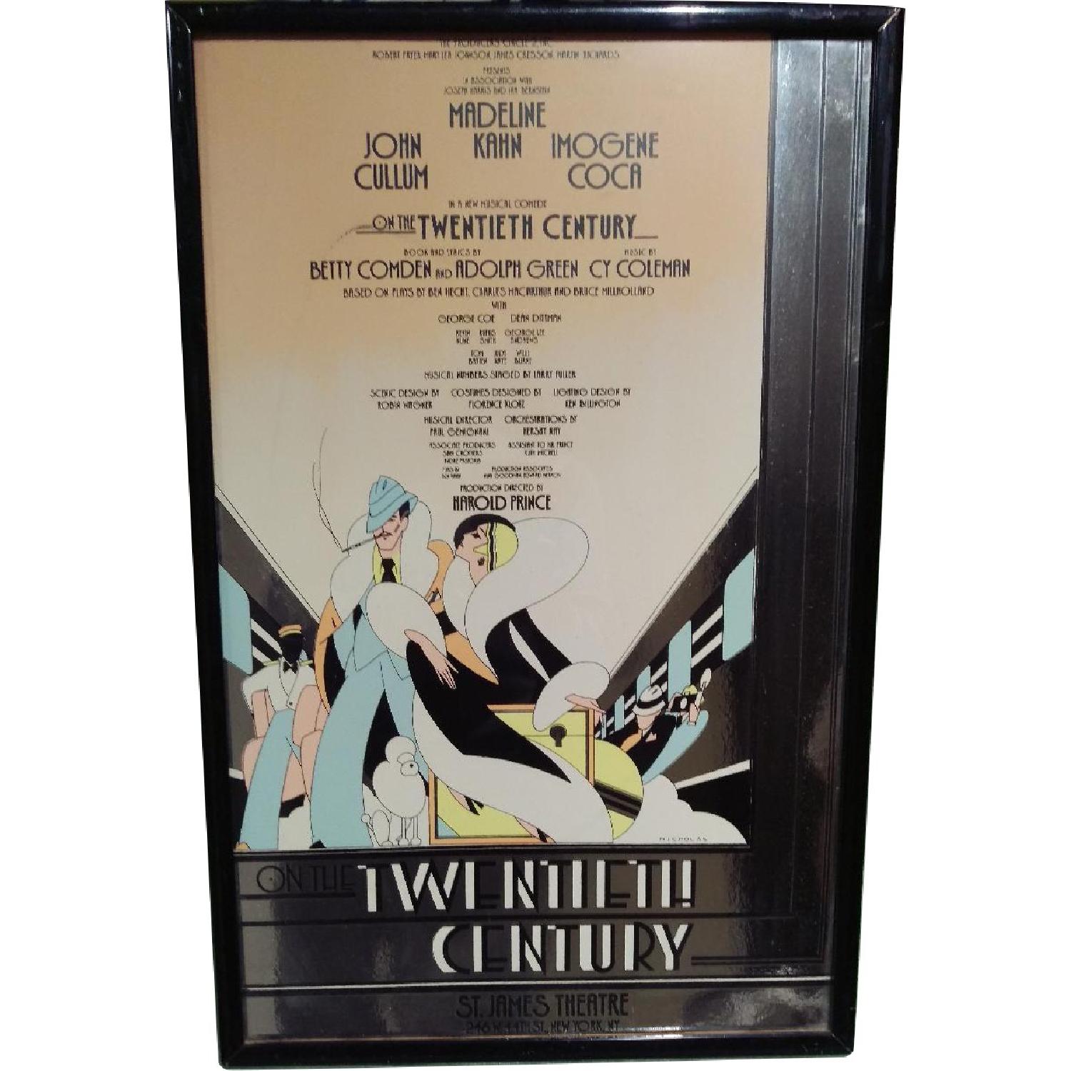 Framed 1970s On The Twentieth Century Broadway Play Sign - image-0