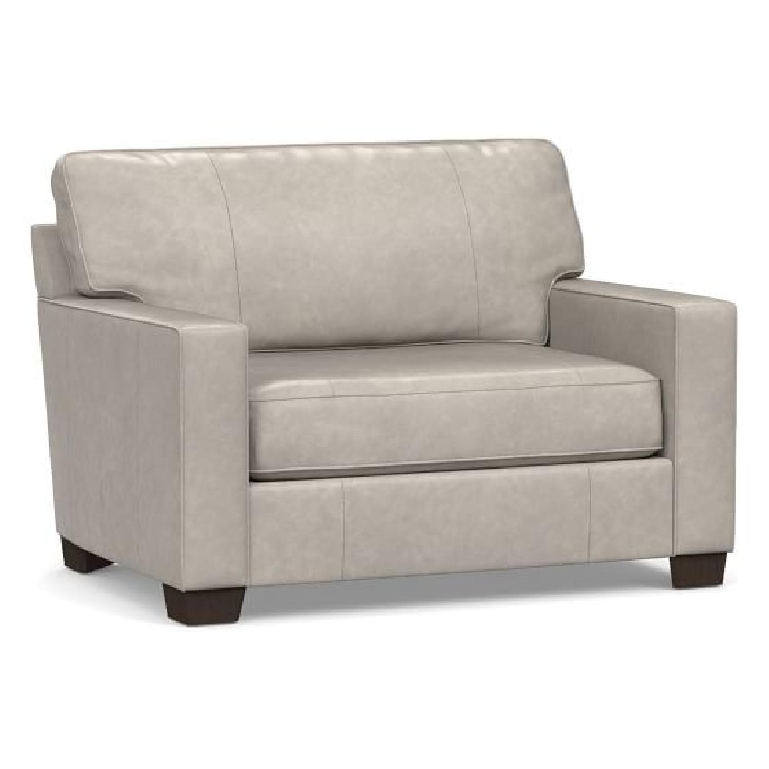 Pottery Barn Buchanan Square Arm Leather Twin Sleeper Sofa - image-0