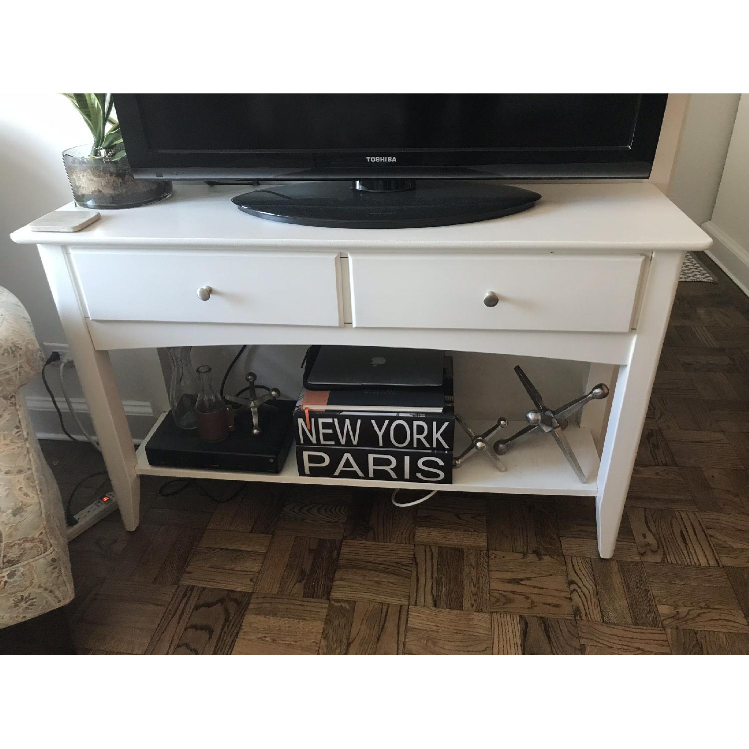 White Solid Wood TV Stand/ End Table AptDeco