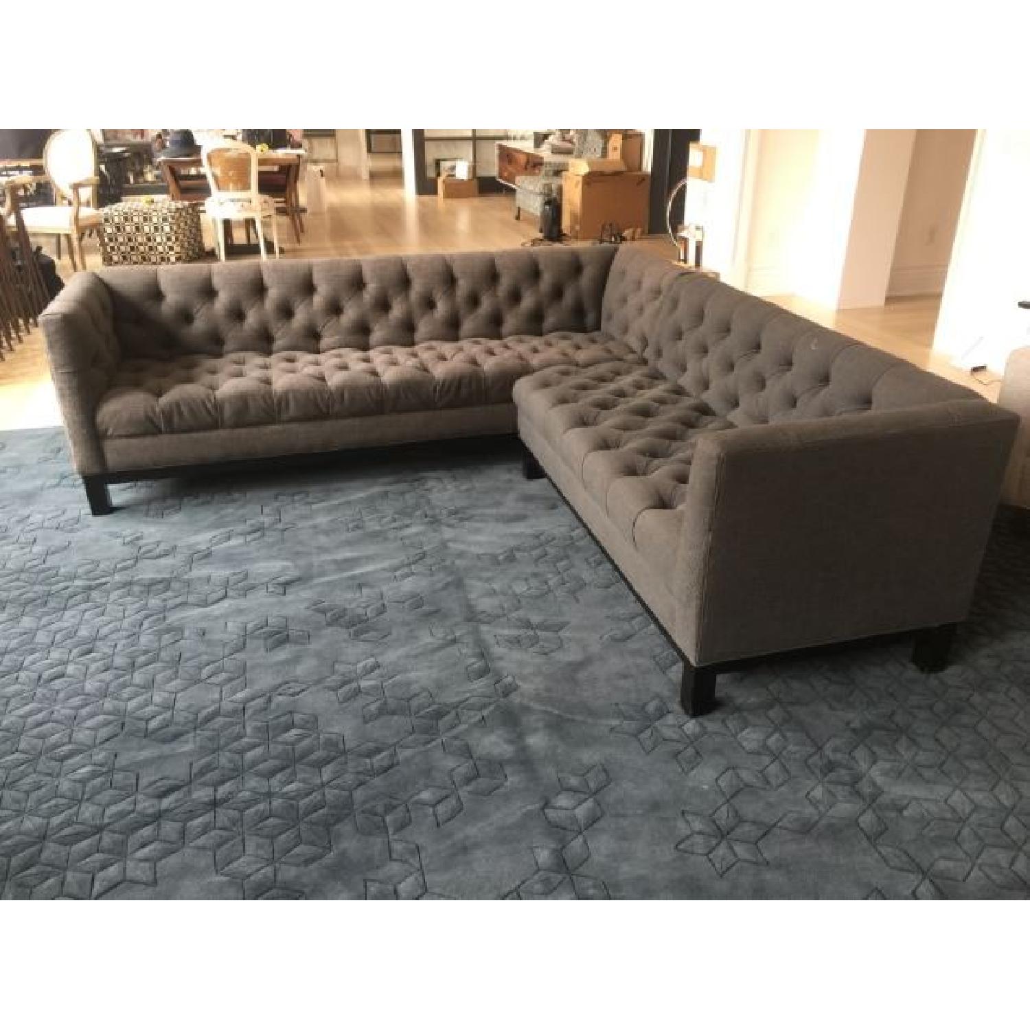 Two-Tone Tufted Gray Sectional - image-1