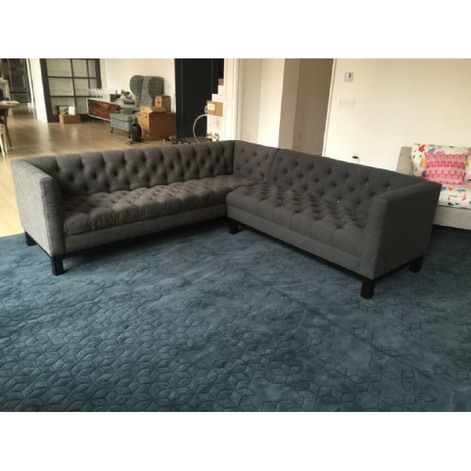 Two-Tone Tufted Gray Sectional - image-4