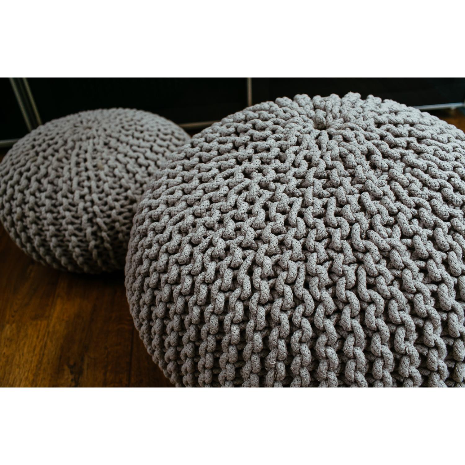 Restoration Hardware Knit Cotton Round Poufs - image-2