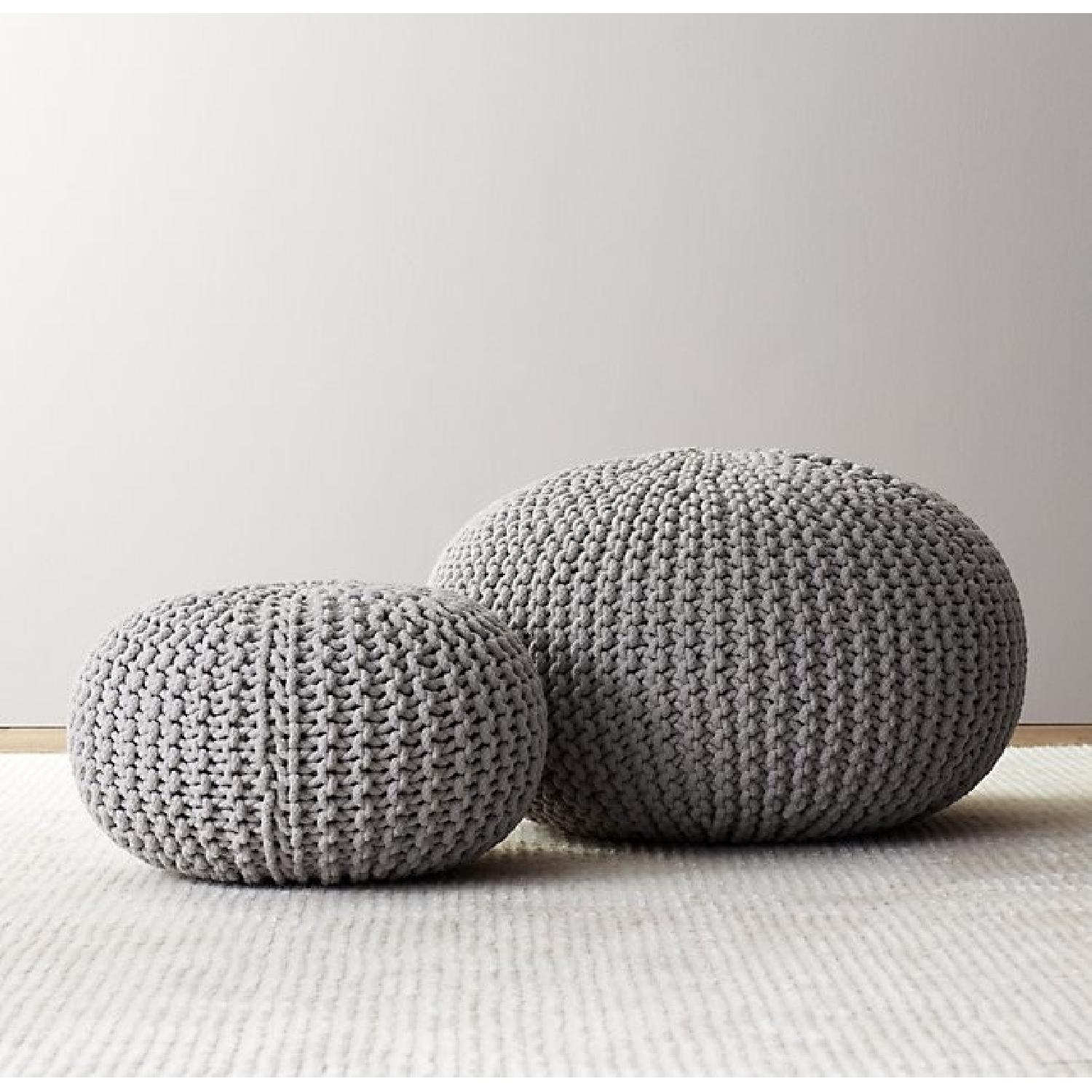 Restoration Hardware Knit Cotton Round Poufs - image-4