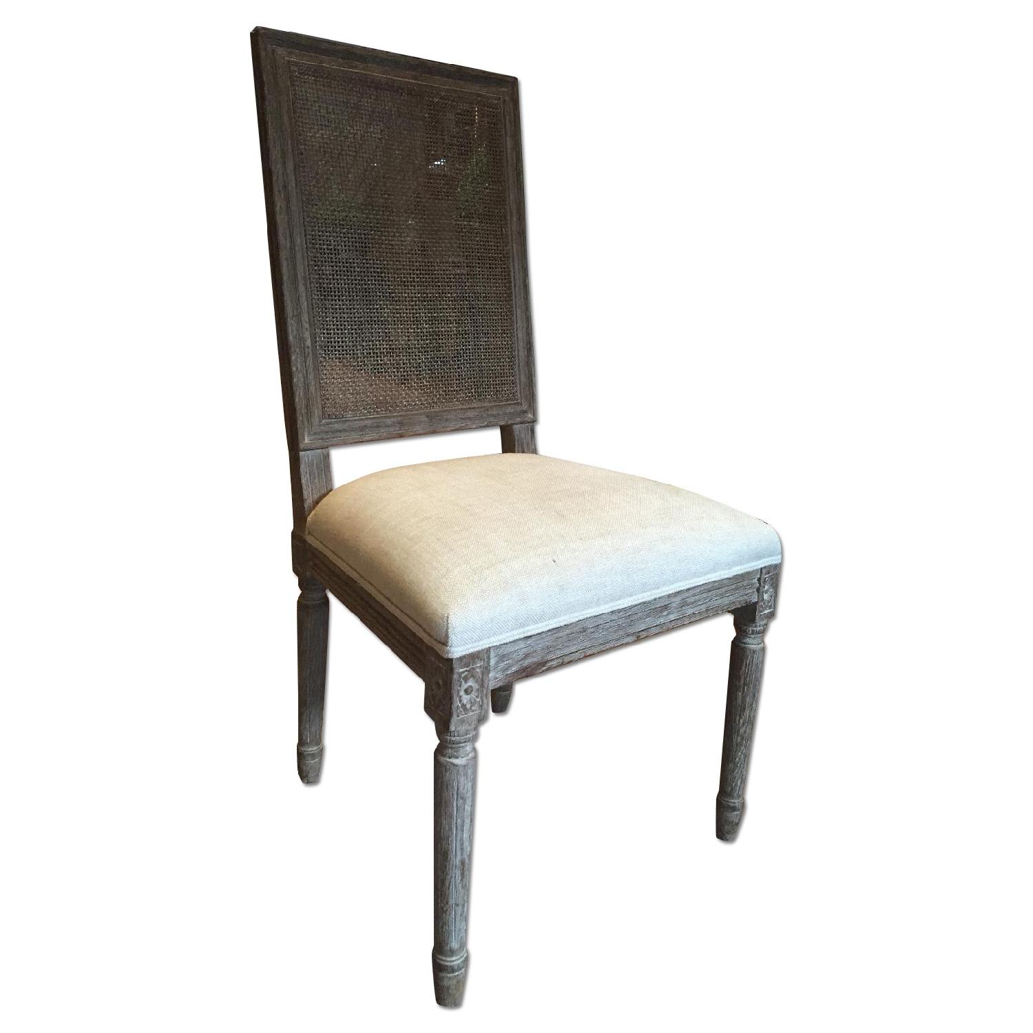 Restoration Hardware Vintage French Square Cane Back Fabric Side Chair - image-0