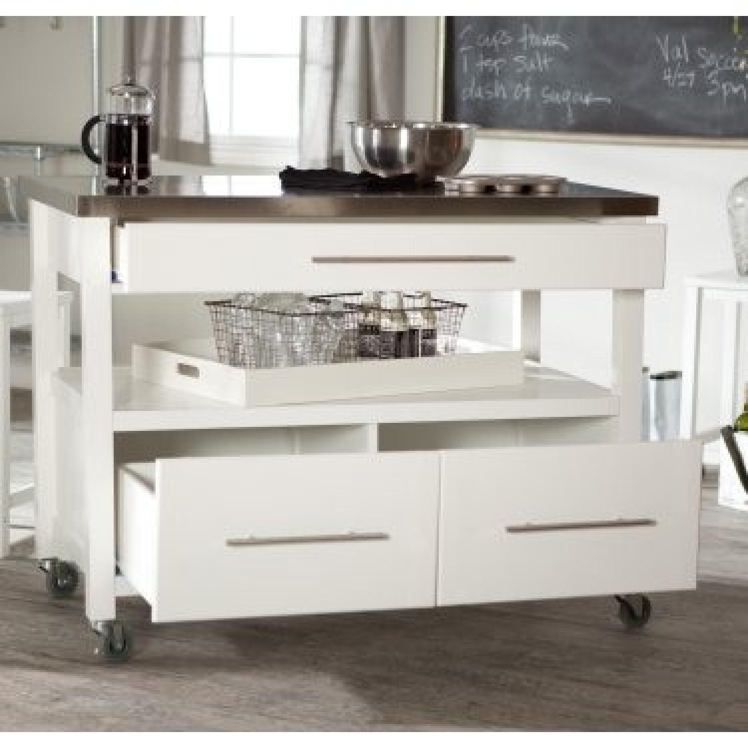 Hayneedle White Wood & Stainless Steel Kitchen Storage Island - image-4