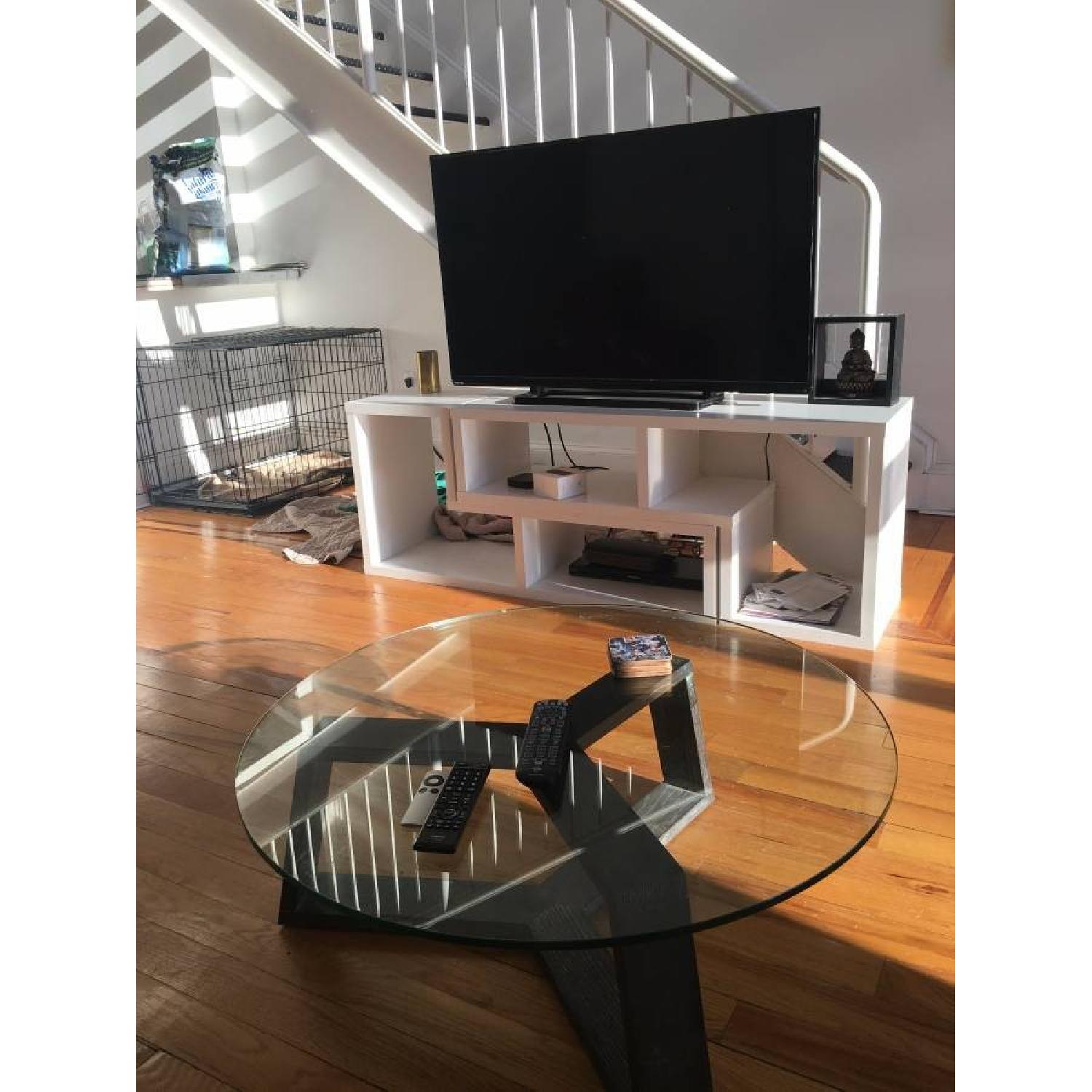 Ion Glass Dark Brown Round Coffee Table - image-1