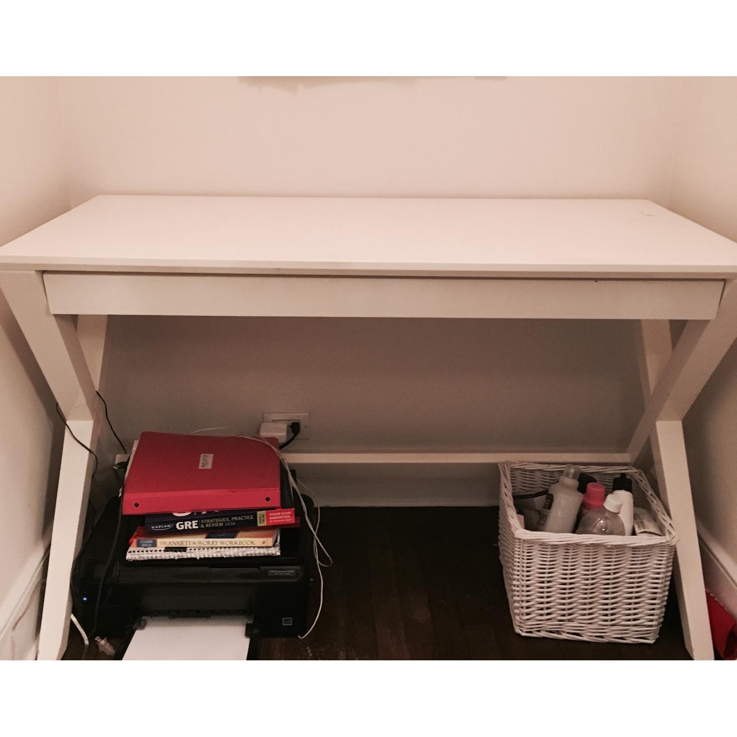 Crate & Barrel Spotlight White Writing Desk AptDeco