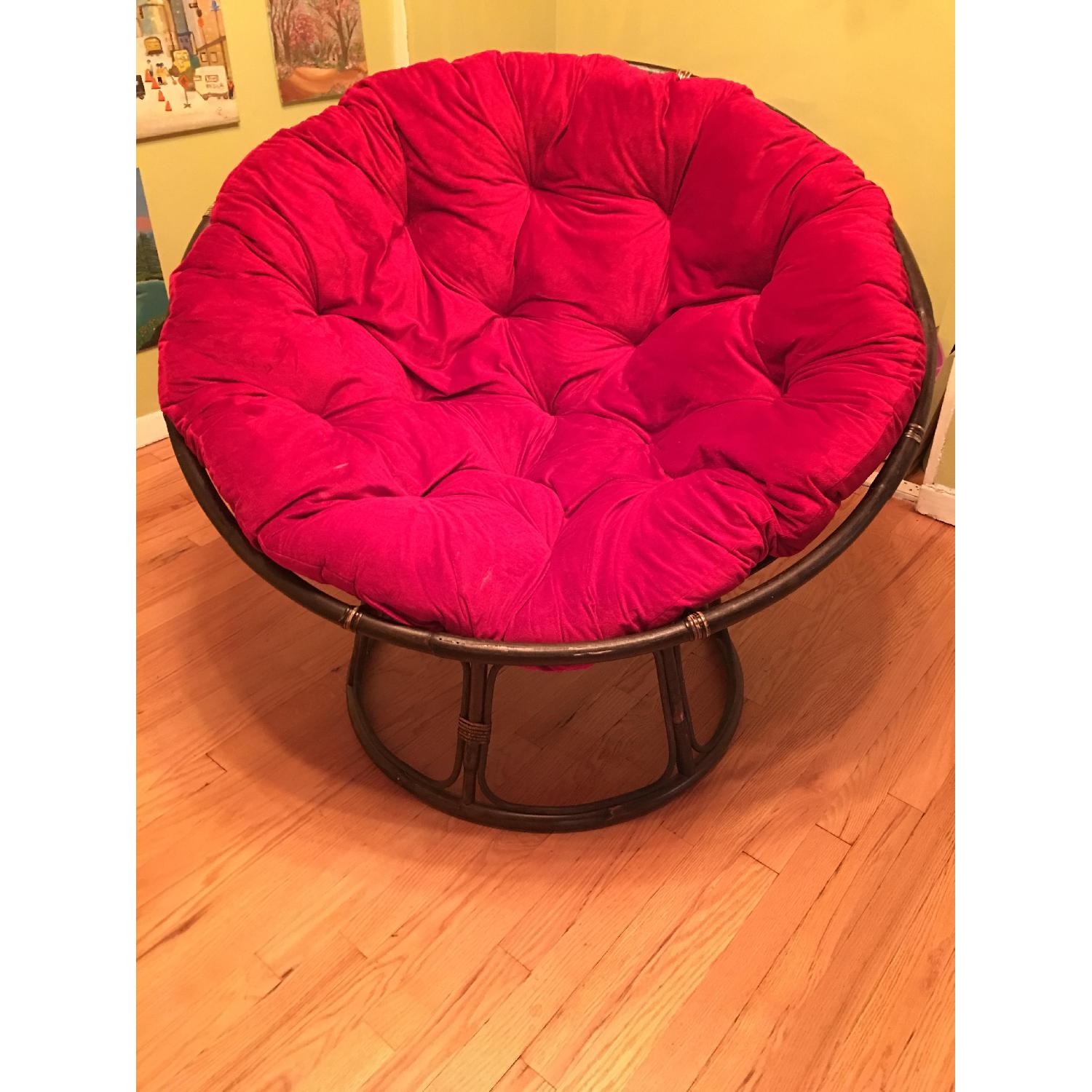 Pier 1 Imports Red Velvet & Bamboo Accent Chair - image-1