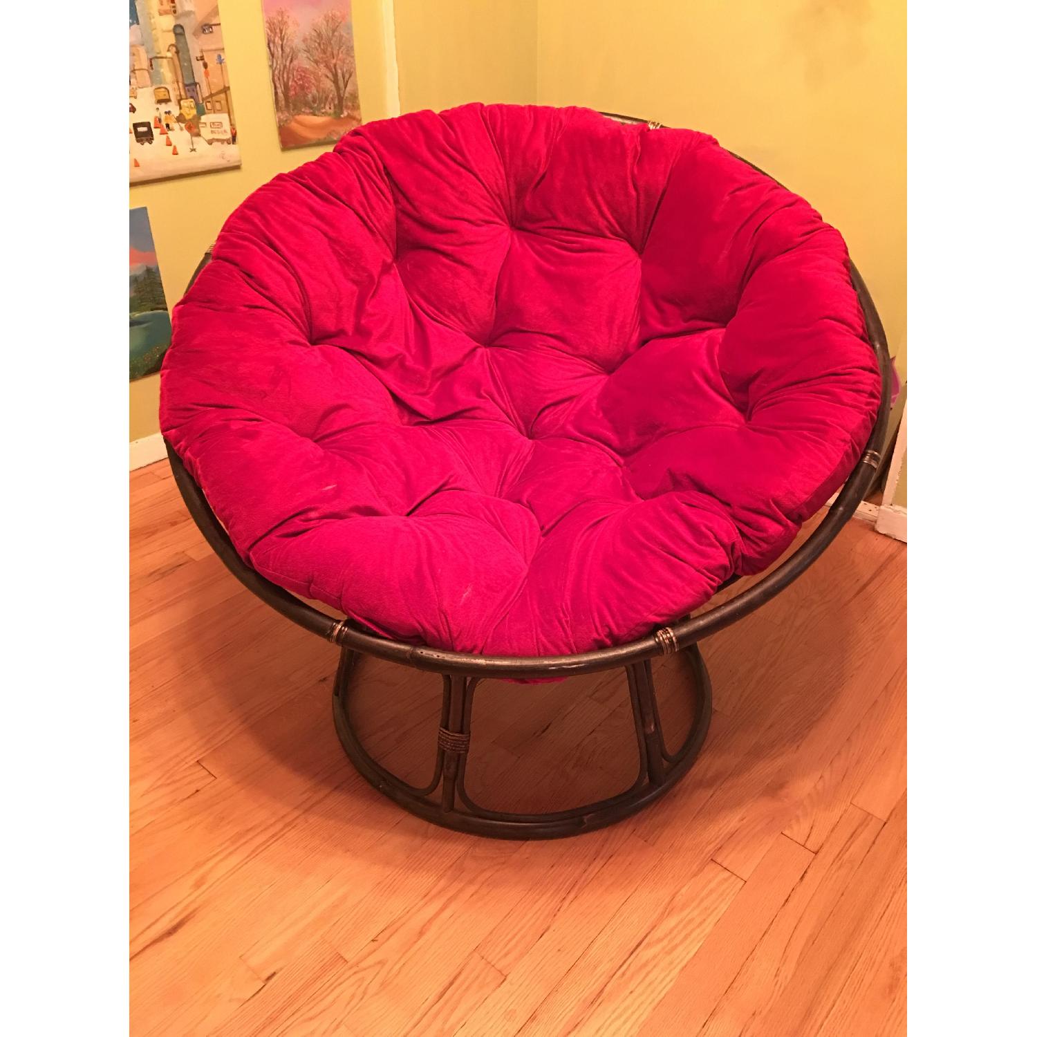 Pier 1 Imports Red Velvet & Bamboo Accent Chair - image-2
