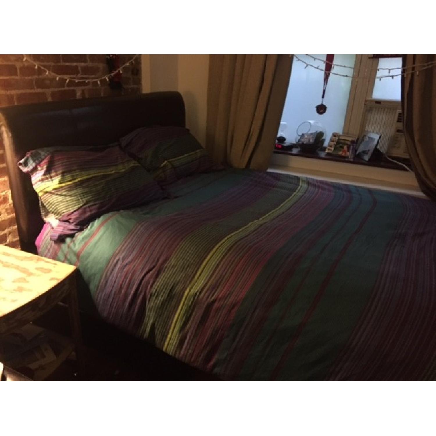 Dark Brown Faux Leather Bed Frame - image-1