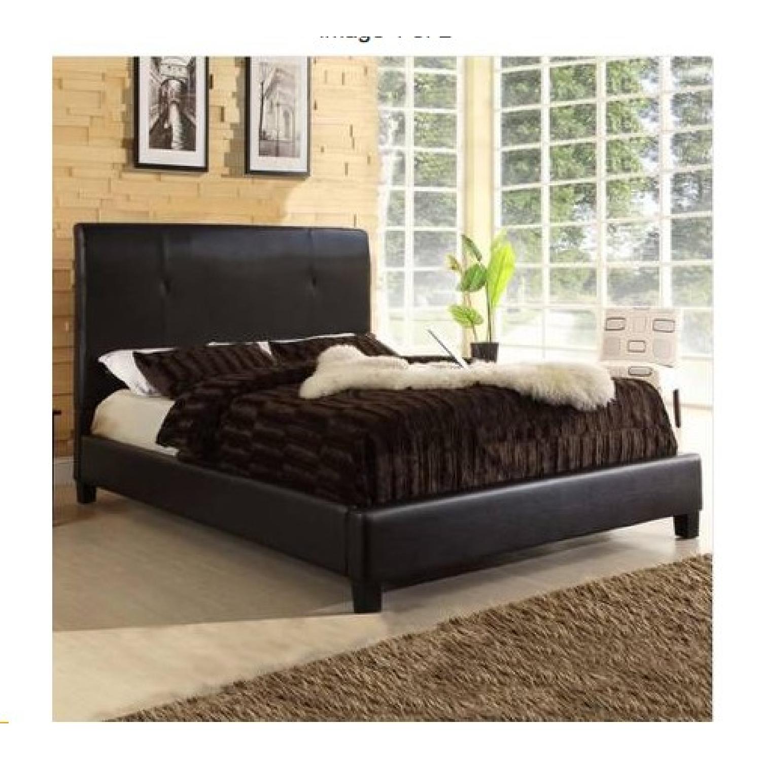 Dark Brown Faux Leather Bed Frame - image-2
